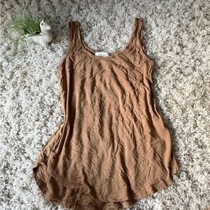 Carly Jean Los Angeles Scoop comfortable basic wear cute Neck Tank — Rust Brown